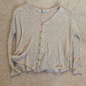 jojo oversized thermal button-front top
